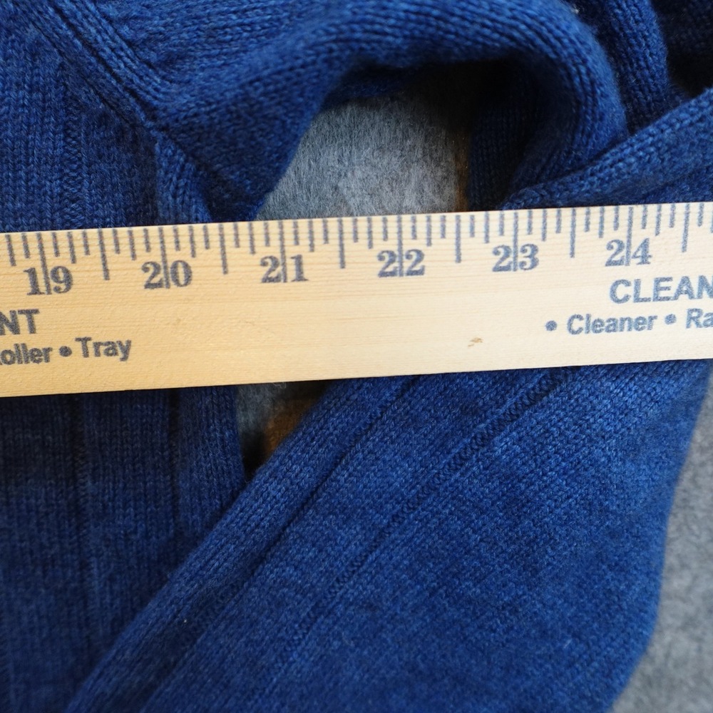 Pure Collection Cardigan Mens Medium Blue Wool Cashmere Ribbed Full Zip Sweater - Picture 9 of 10
